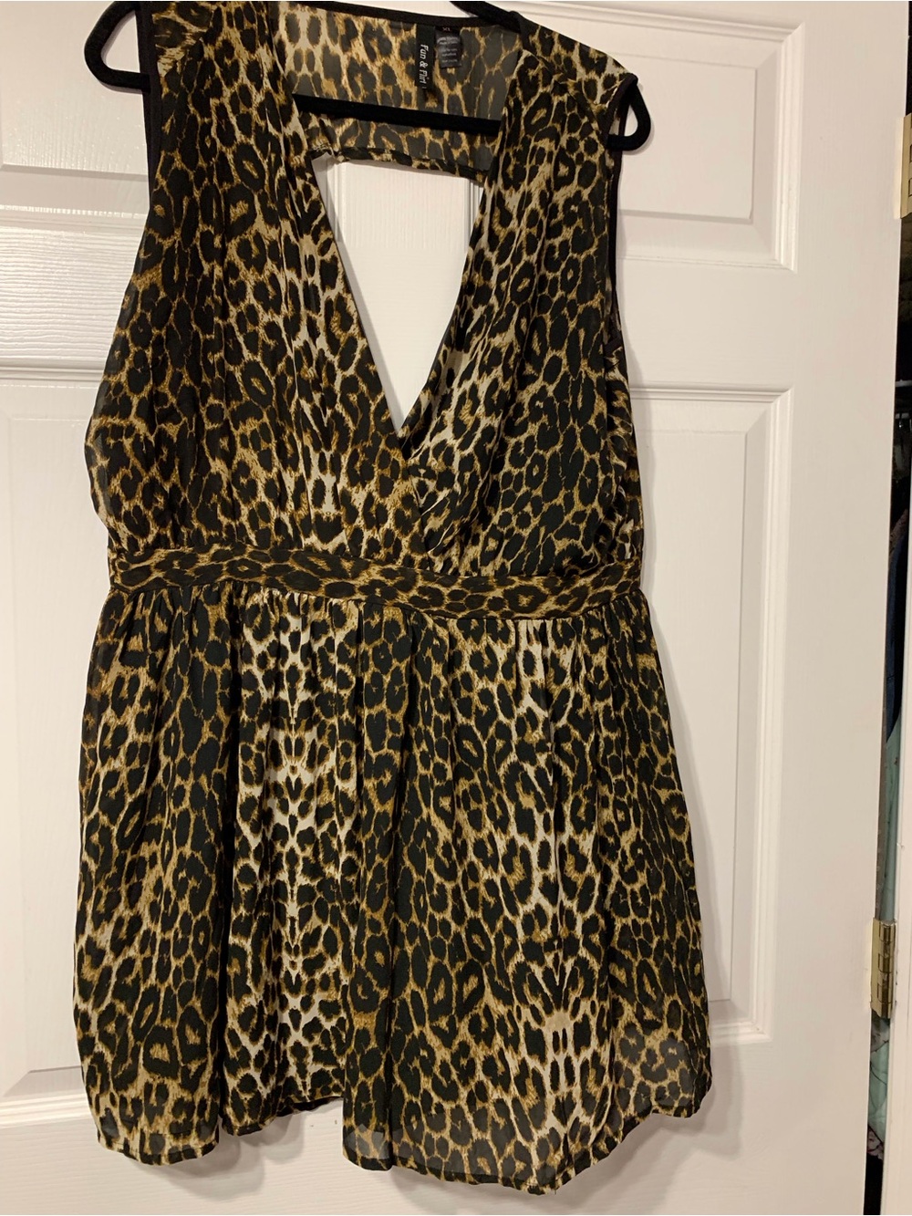 Girls' Leopard Print Sleeveless Party Dress - Black & Brown (broken zipper)